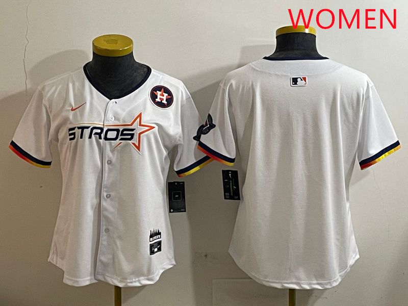 Women Houston Astros Blank White three generations Joint Name Nike 2025 MLB Jersey style 4->youth mlb jersey->Youth Jersey